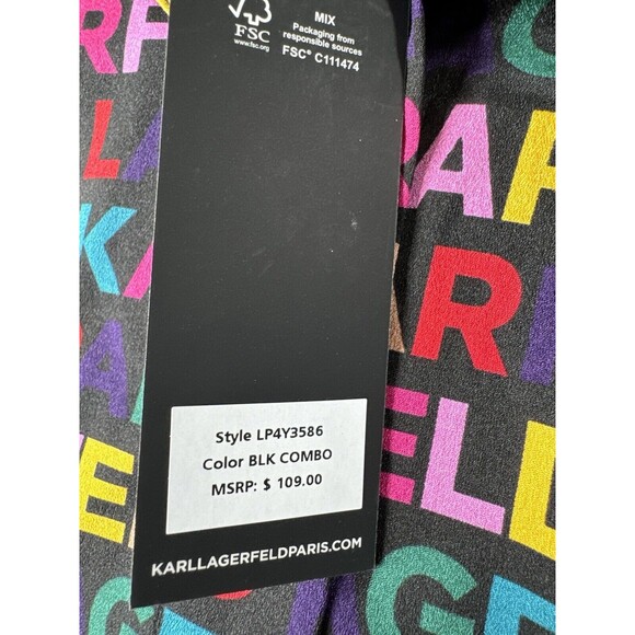 Karl Lagerfeld Paris Women’s Logo Multicolor Print Shirt Blouse Size3X - Picture 11 of 12